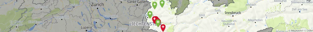 Kartenansicht für Apotheken-Notdienste in der Nähe von Tschagguns (Bludenz, Vorarlberg)